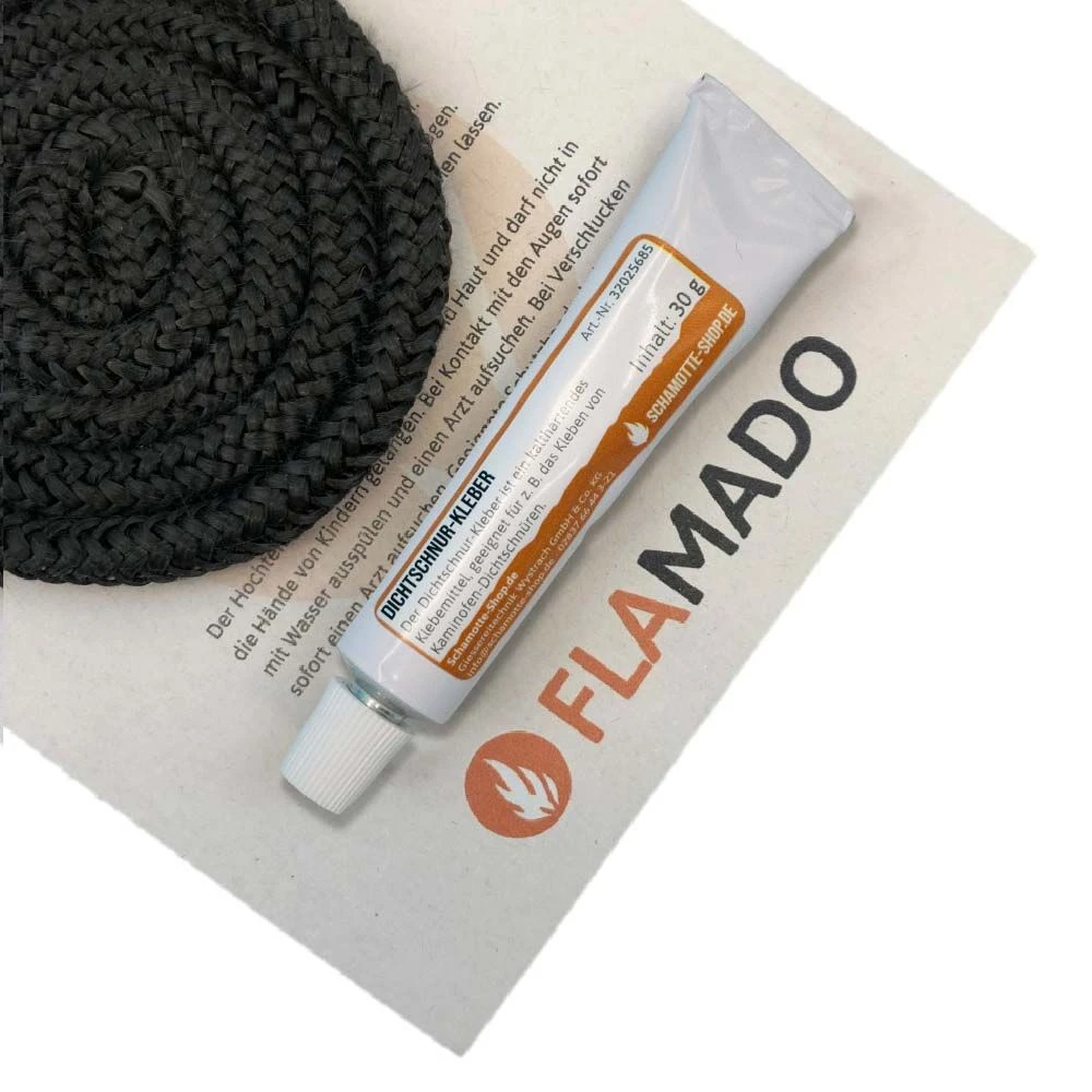 Ofendichtung / Dichtschnur (Glasgewebe) 8mm / 2m Inkl. Kleber