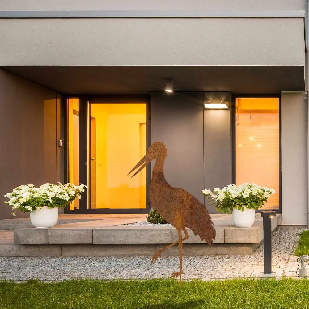 Edelrost Storch Mit Stecker 115cm – Bild 3