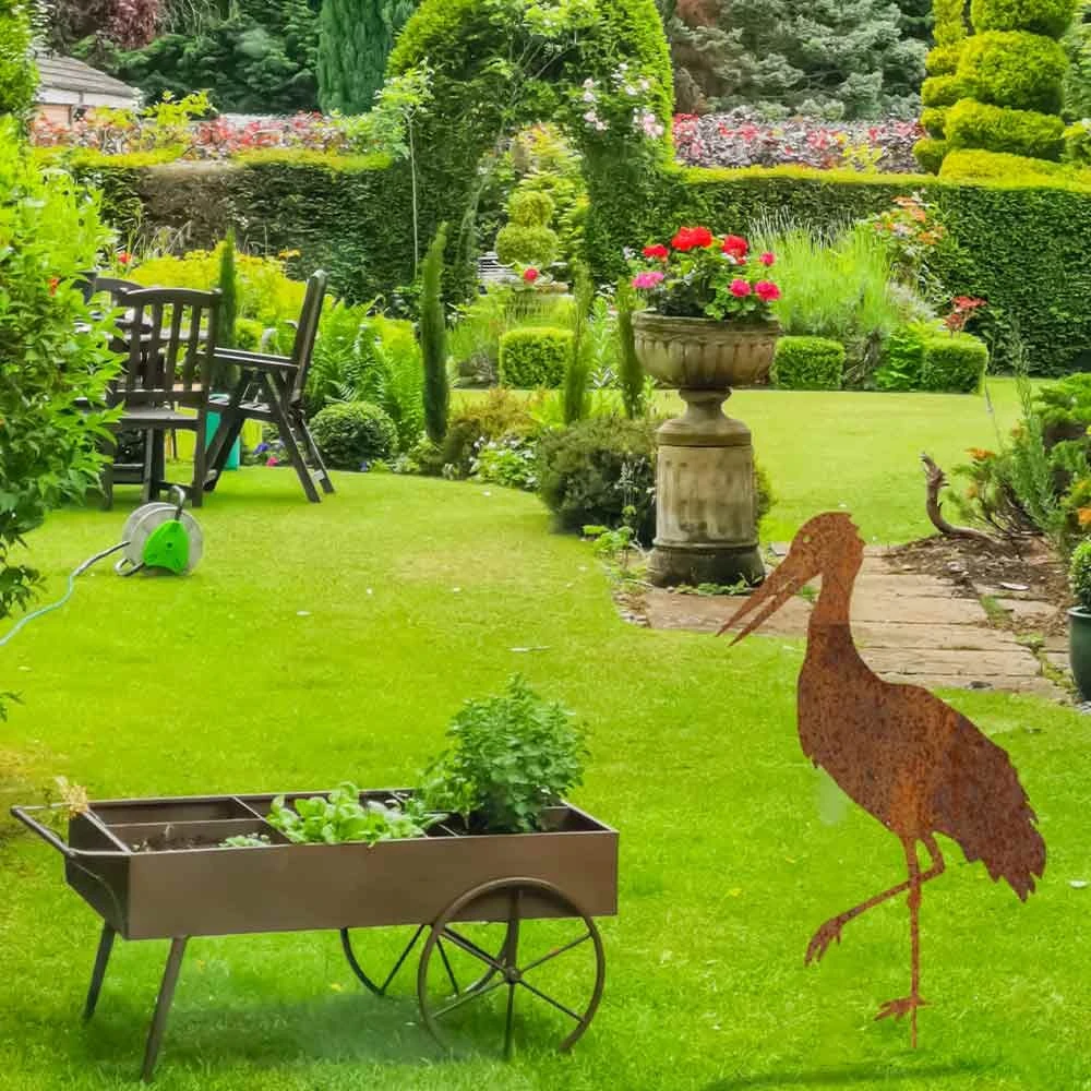 Edelrost Storch Mit Stecker 115cm – Bild 2