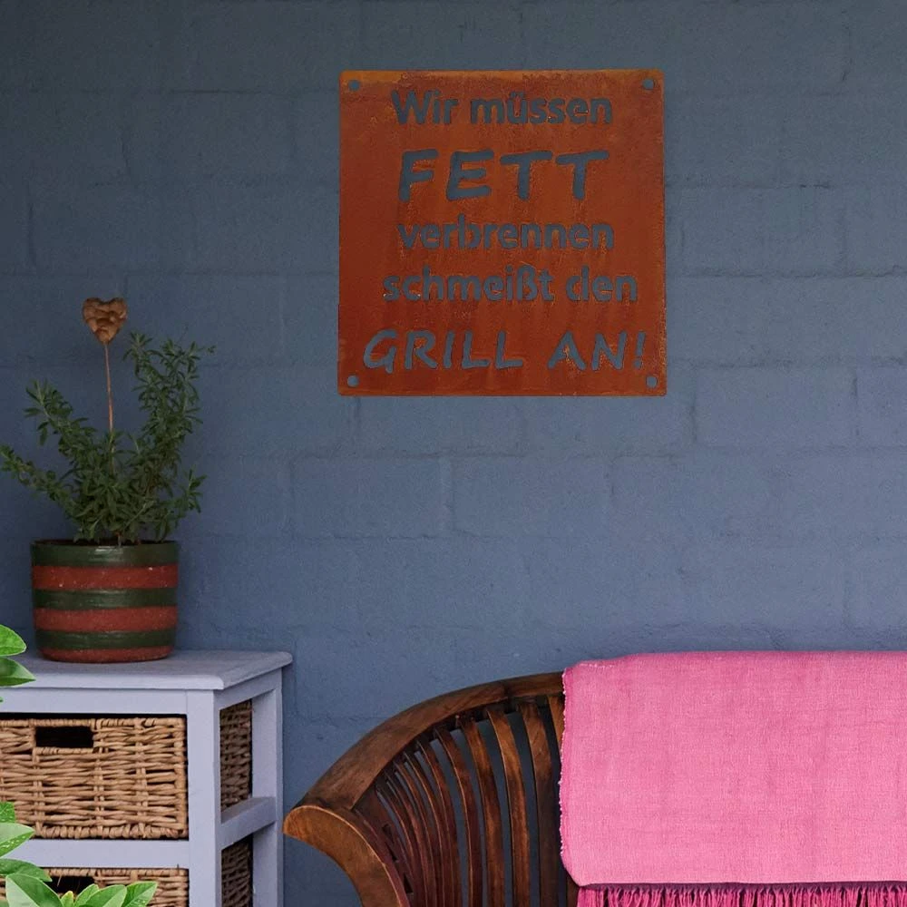 Edelrost Schild Grill Saison – Bild 3