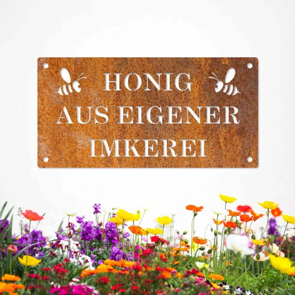 Edelrost Schild Honig Aus Eigener Imkerei – Bild 3