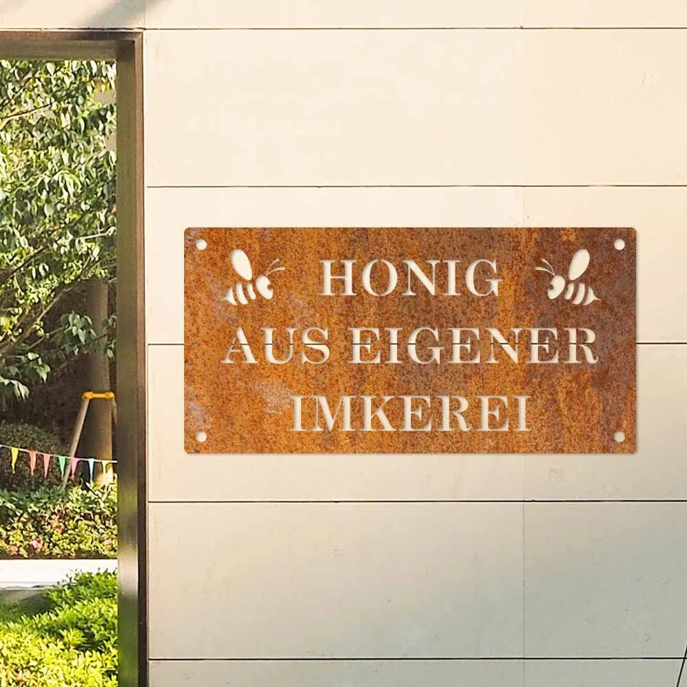 Edelrost Schild Honig Aus Eigener Imkerei – Bild 2