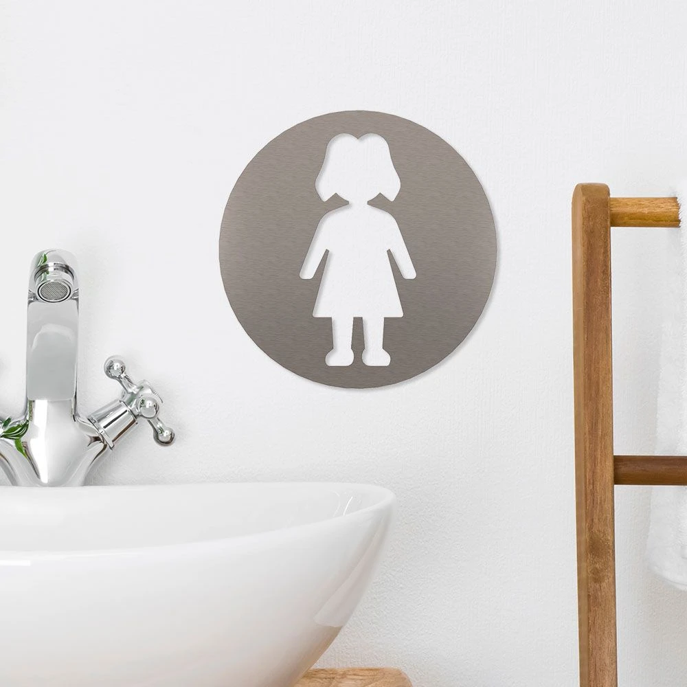 Damen Piktogramm Rund Aus Edelstahl – Bild 3