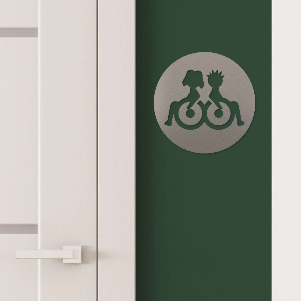 Rollstuhlfahrer Duo Piktogramm Rund Aus Edelstahl – Bild 2