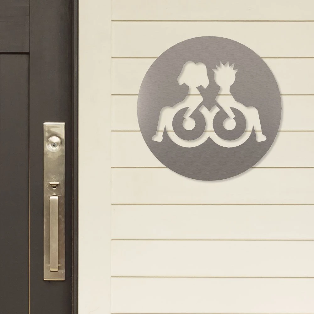 Rollstuhlfahrer Duo Piktogramm Rund Aus Edelstahl – Bild 3