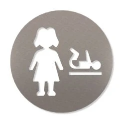 Wickelraum Piktogramm Rund Aus Edelstahl