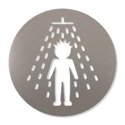 Dusche Herren Piktogramm Rund Aus Edelstahl