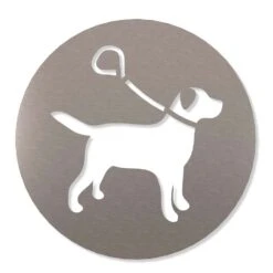 Hunde An Die Leine Piktogramm Rund Aus Edelstahl