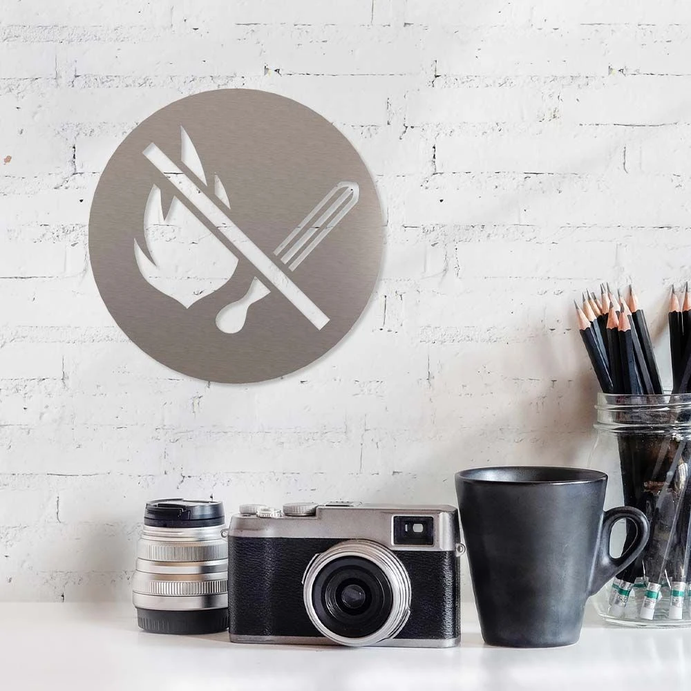 Feuer Verboten Piktogramm Rund Aus Edelstahl – Bild 2