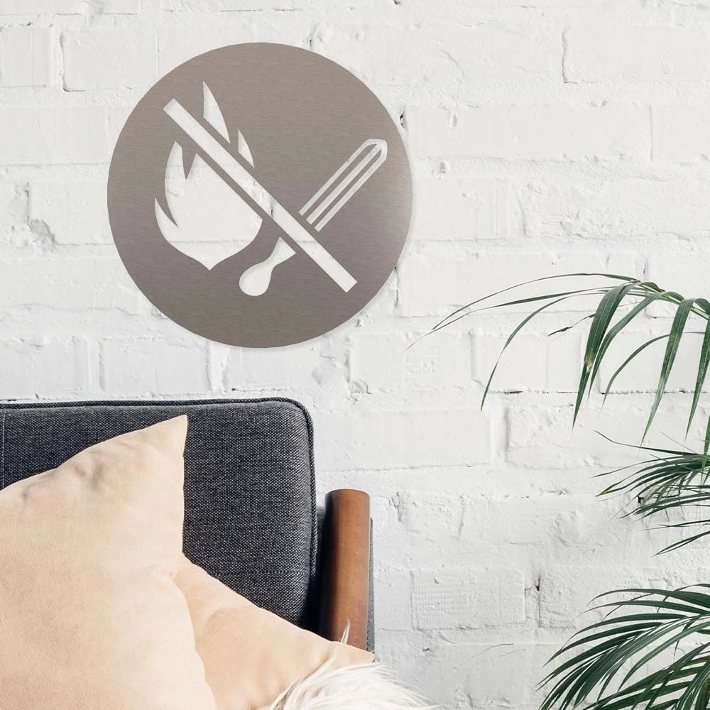 Feuer Verboten Piktogramm Rund Aus Edelstahl – Bild 3