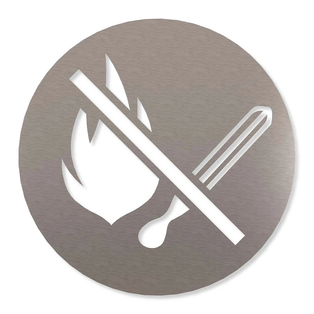 Feuer Verboten Piktogramm Rund Aus Edelstahl