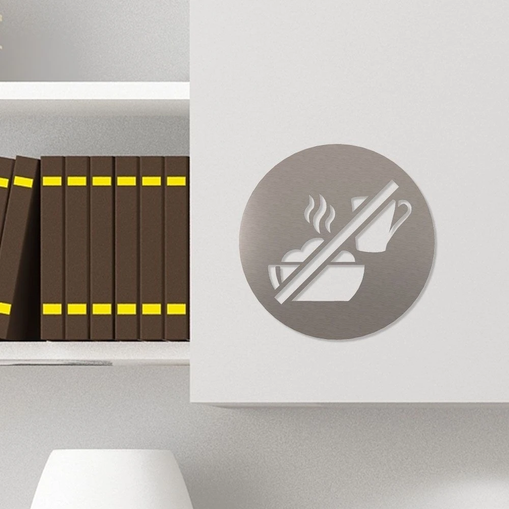 Essen & Trinken Verboten Piktogramm Rund Aus Edelstahl – Bild 3