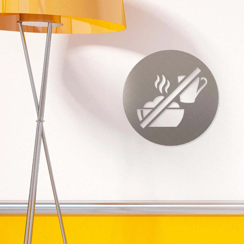 Essen & Trinken Verboten Piktogramm Rund Aus Edelstahl – Bild 2