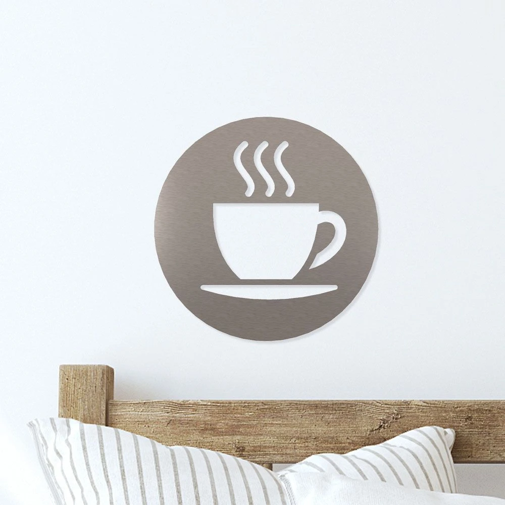 Kaffeepause Piktogramm Rund Aus Edelstahl – Bild 2