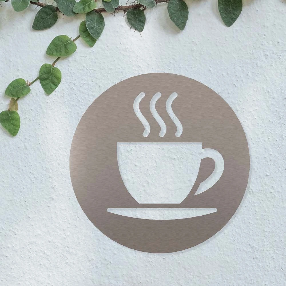 Kaffeepause Piktogramm Rund Aus Edelstahl – Bild 3