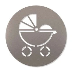 Kinderwagen Piktogramm Rund Aus Edelstahl