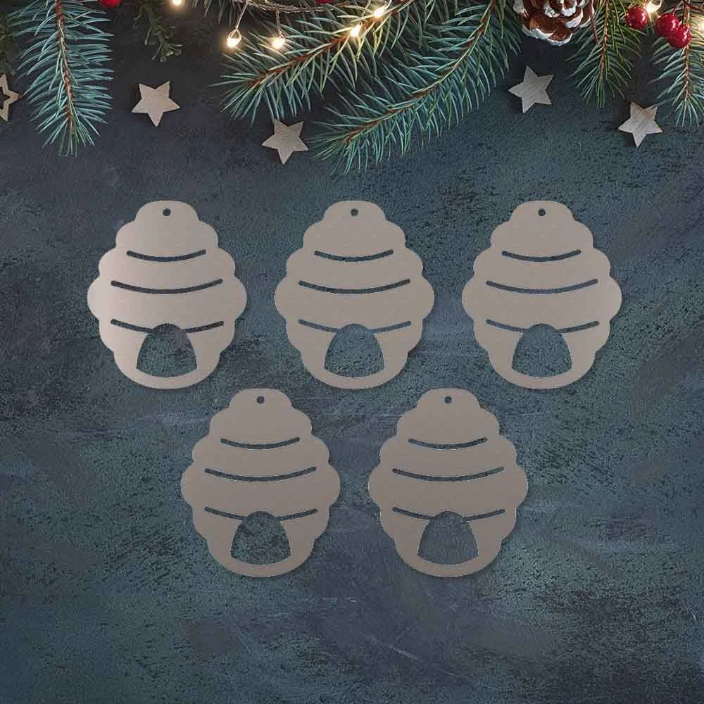 Edelstahl Baumanhänger Bienenstock 10,0 X 8,5 Cm Im 5er Set – Bild 2