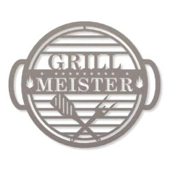 Edelstahl Schild Grillmeister Rund Mit Aufhänger