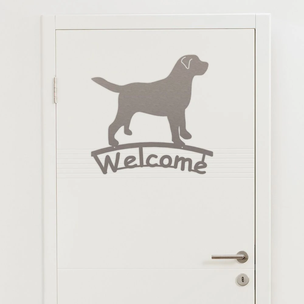 Edelstahl Welcome Wachender Labrador Aufhänger – Bild 3