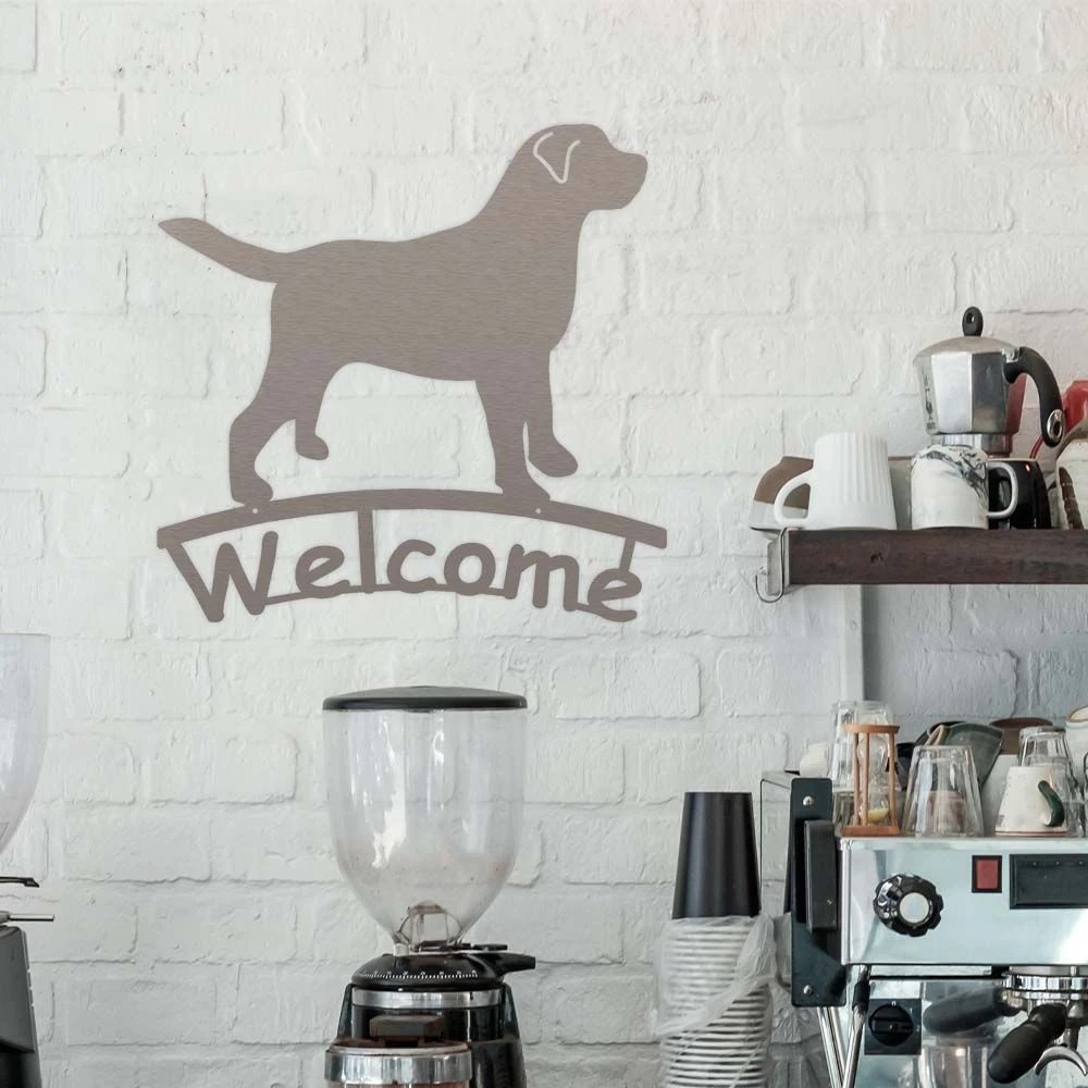 Edelstahl Welcome Wachender Labrador Aufhänger – Bild 2