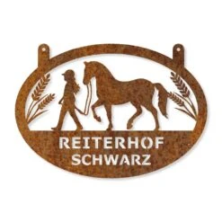 Edelrost Reiterhof Schild Mit Wunschnamen 35 X 50 Cm