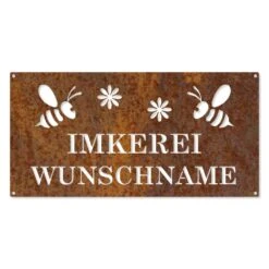 Edelrostschild Imkerei Mit Wunschname 20 X 40 Cm