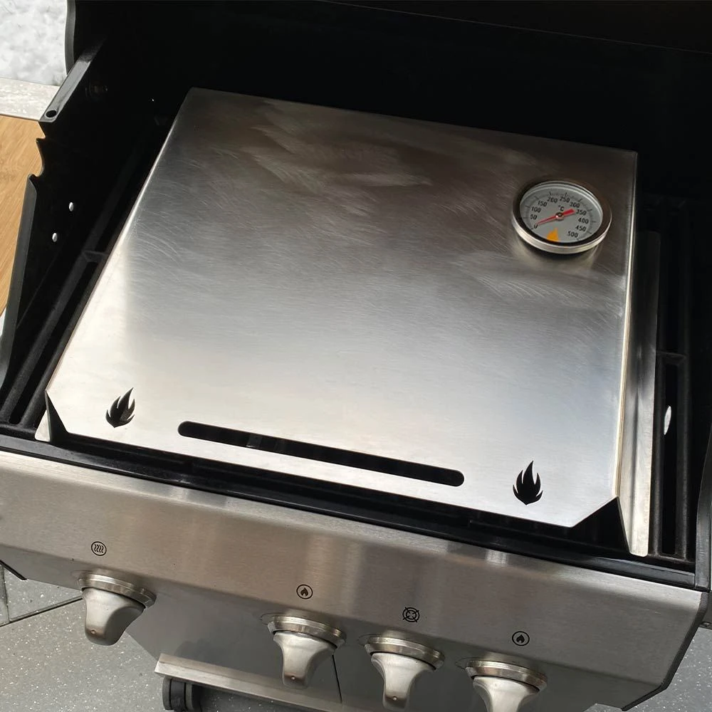 Pizzaaufsatz Edelstahl Mit Thermometer Für Den Grill 43 X 28 Cm – Bild 5