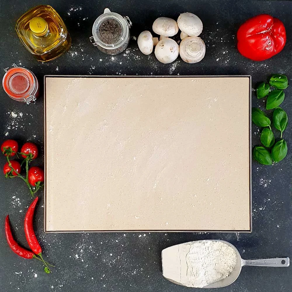 Pizzastein Grill 50 X 20 X 3 Cm + Edelstahlrahmen – Bild 2