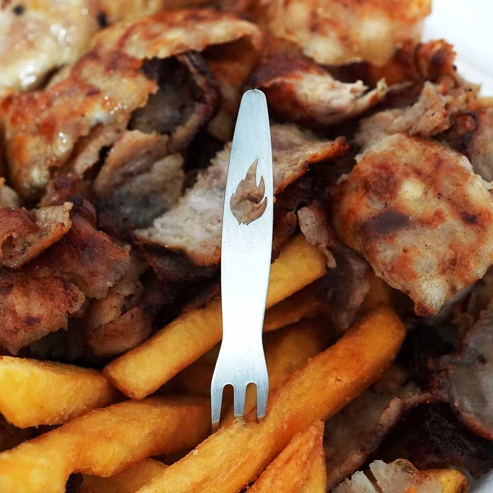 Pommespieker / Pommesgabel Mit Flamme 6er Set Edelstahl – Bild 2